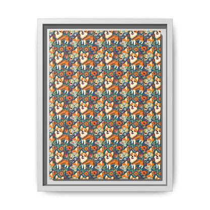 Corgi Carnival Couture Matte Canvas, Framed