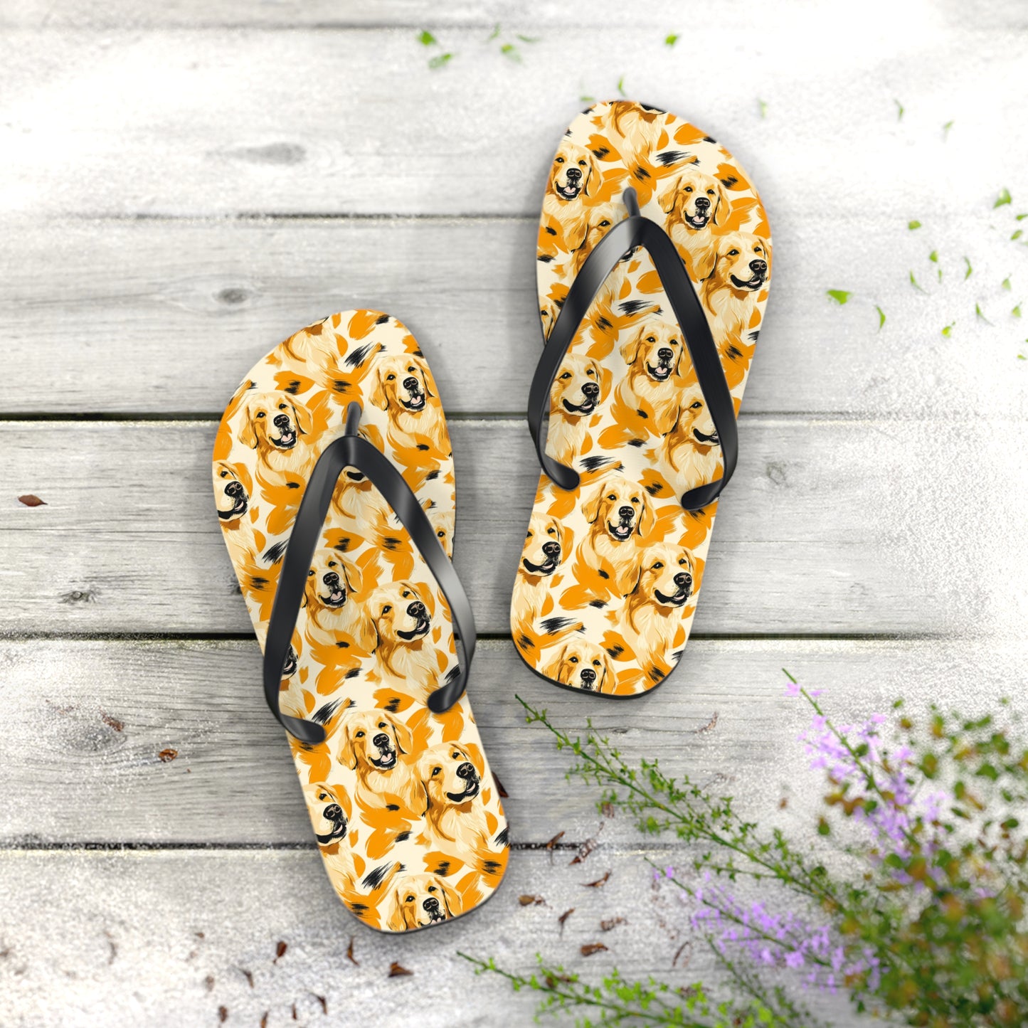 Golden Glitz 'n Glamour Woofwear Flip Flops