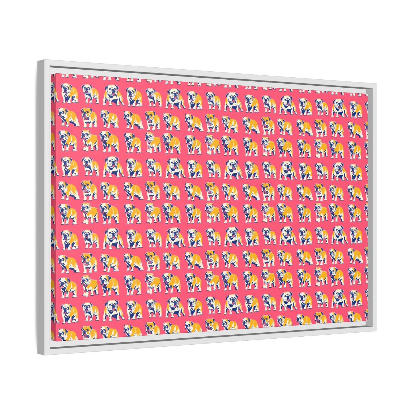 Bubblegum Glamour Bulldog Bouquet Matte Canvas, Framed