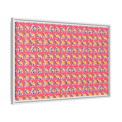 Bubblegum Glamour Bulldog Bouquet Matte Canvas, Framed