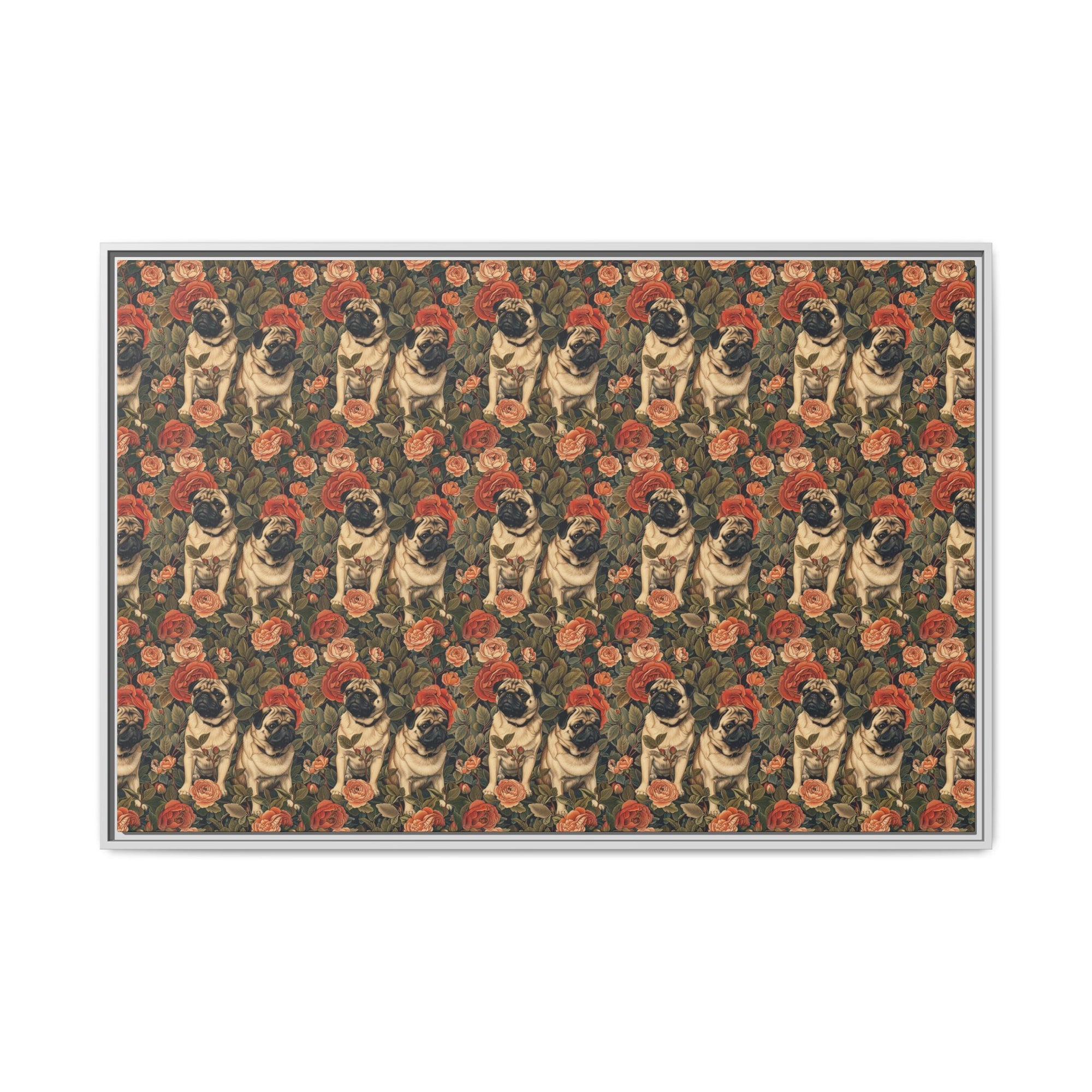 Blooming Pug Paradise Matte Canvas, Framed