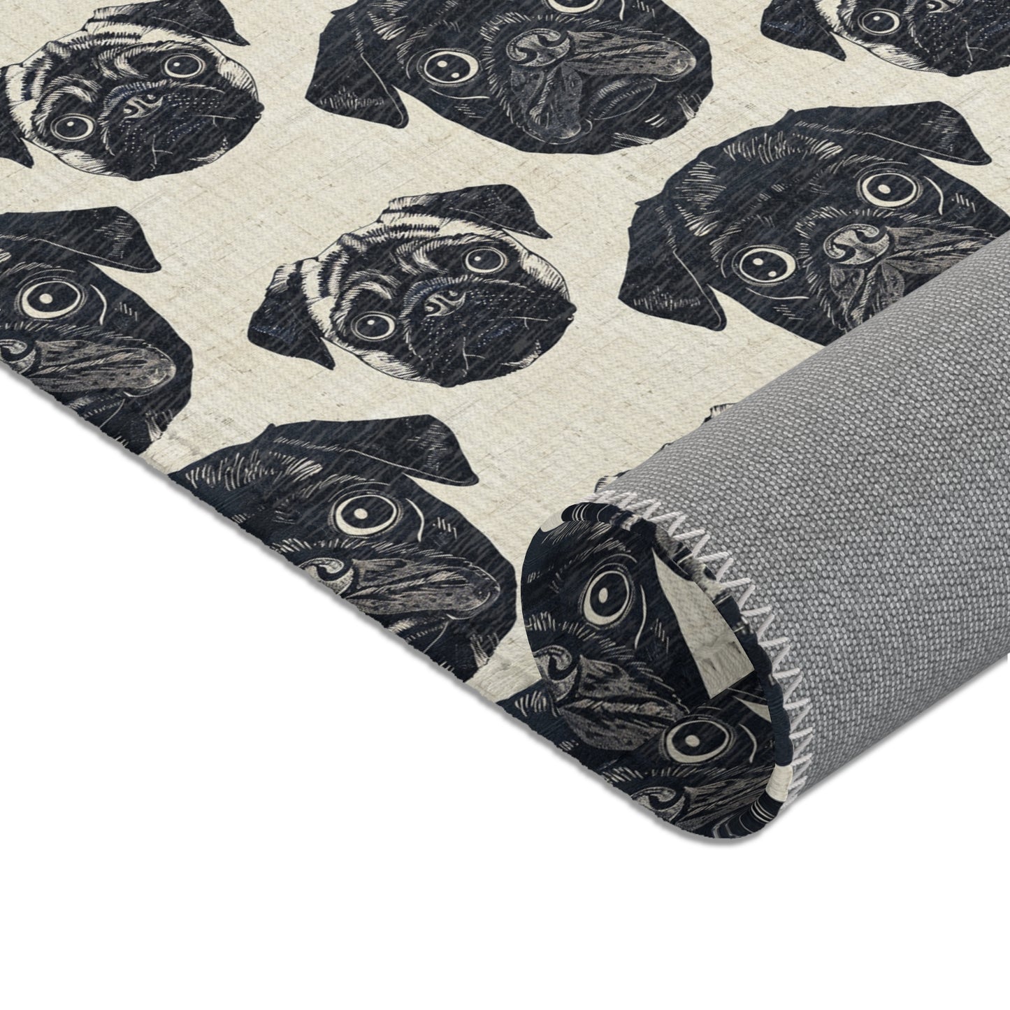 Pug Pizzazz - Modern Geometric Pug Pattern Area Rug