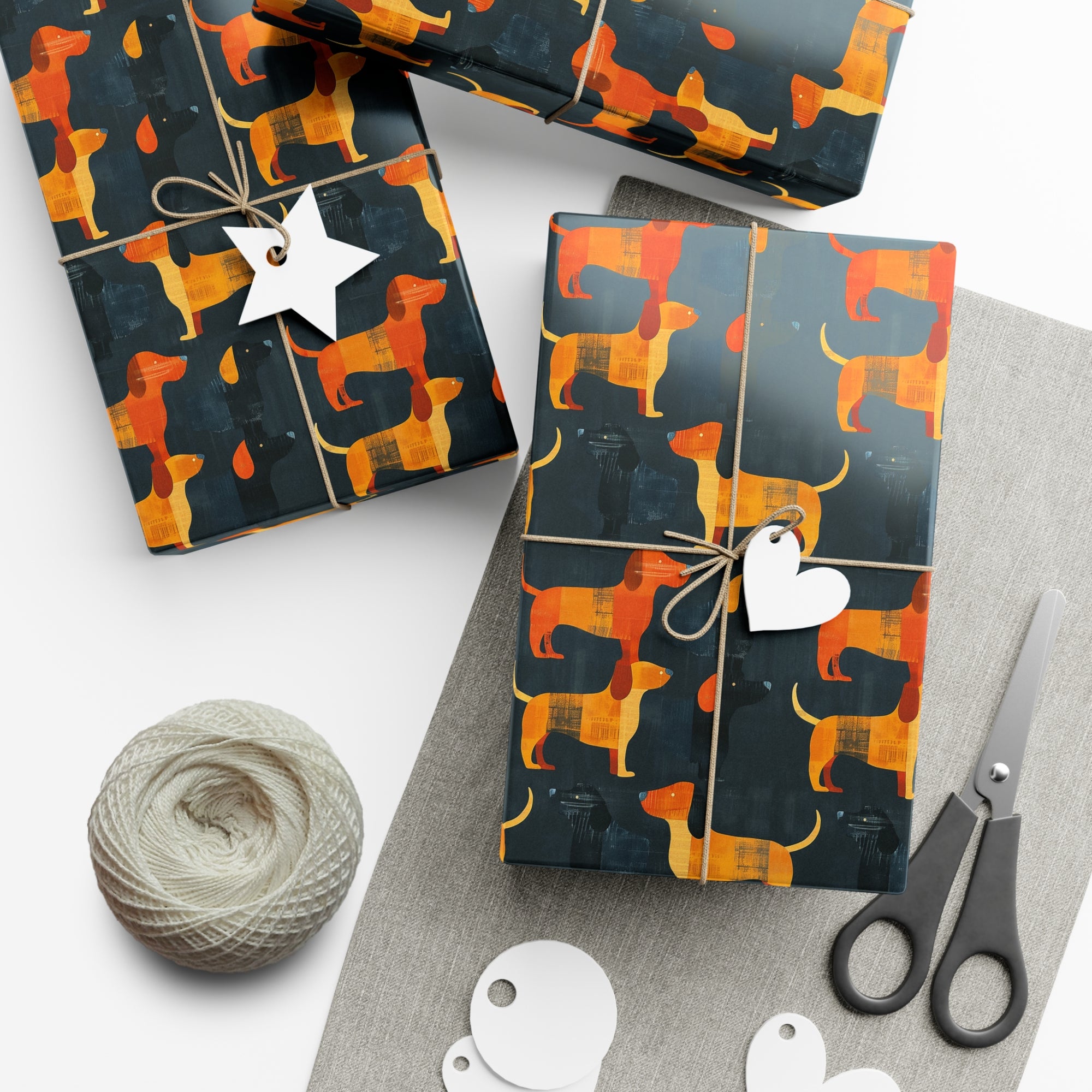 Dapper Dachshund Noir Glow Gift Wrap Papers