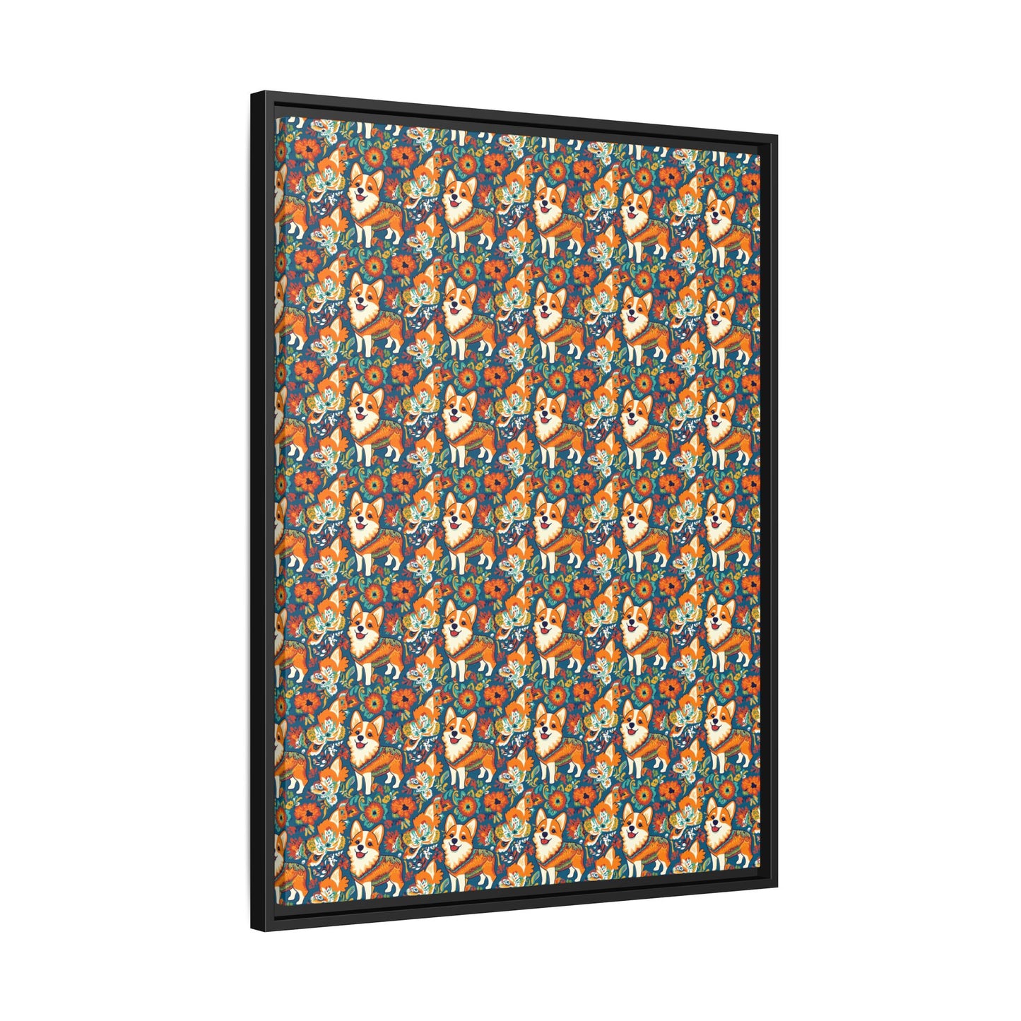 Corgi Carnival Couture Matte Canvas, Framed