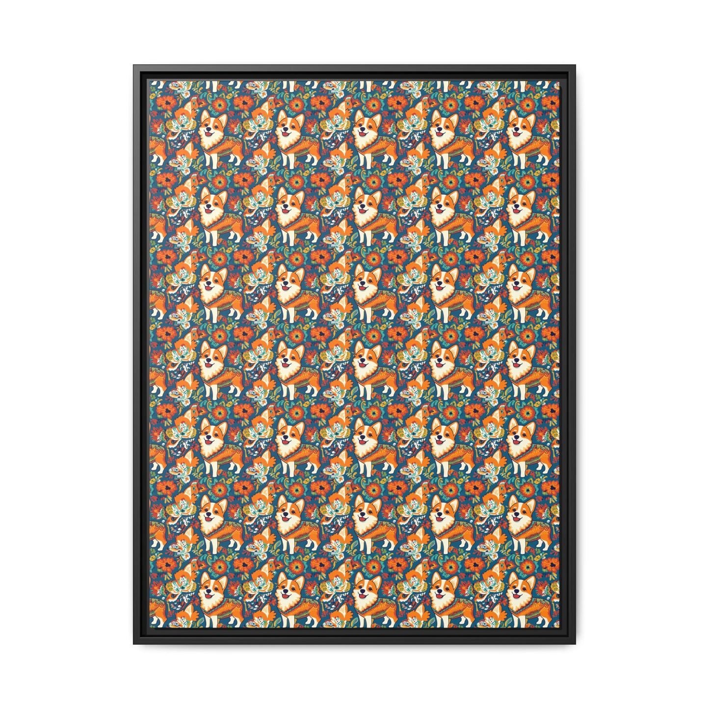 Corgi Carnival Couture Matte Canvas, Framed