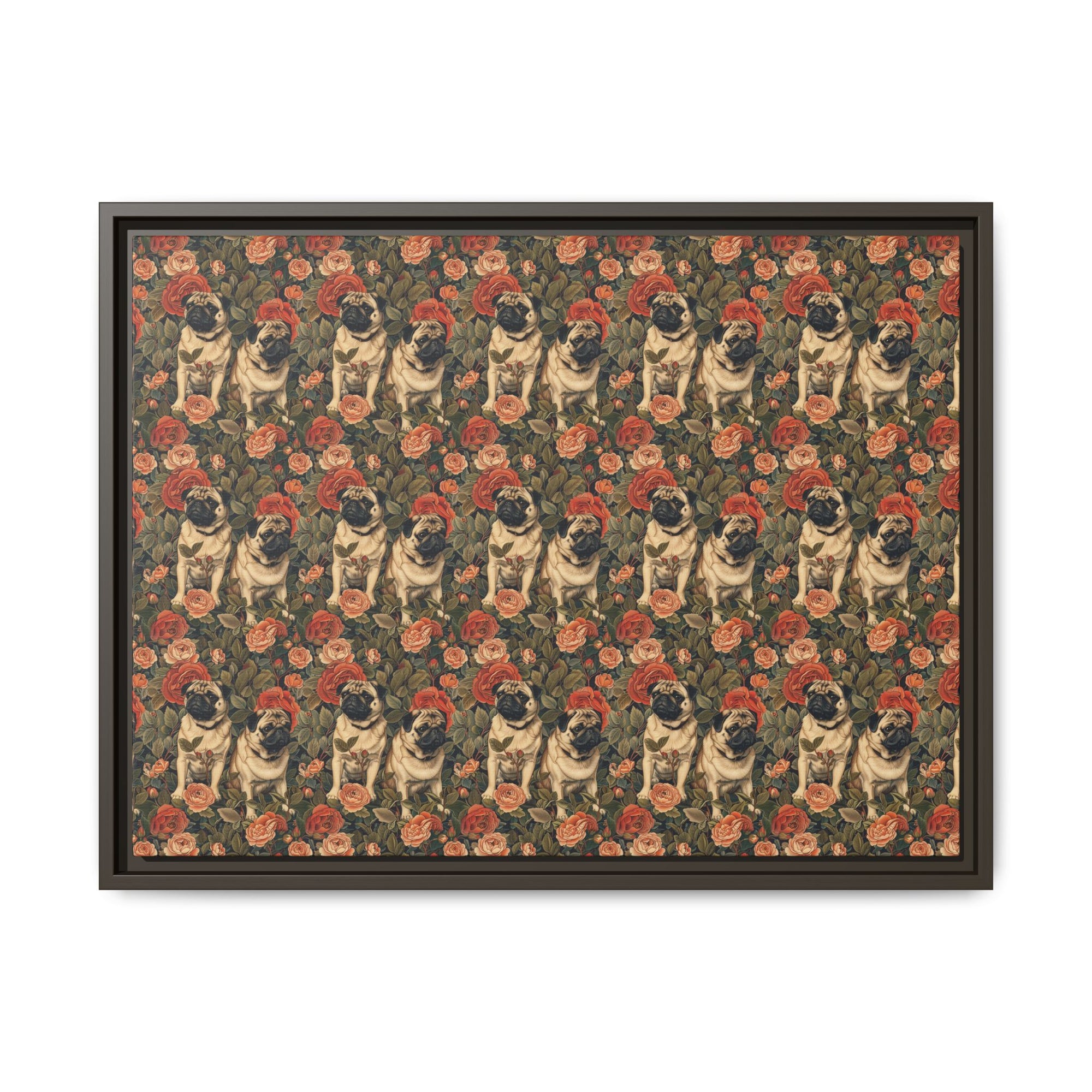 Blooming Pug Paradise Matte Canvas, Framed