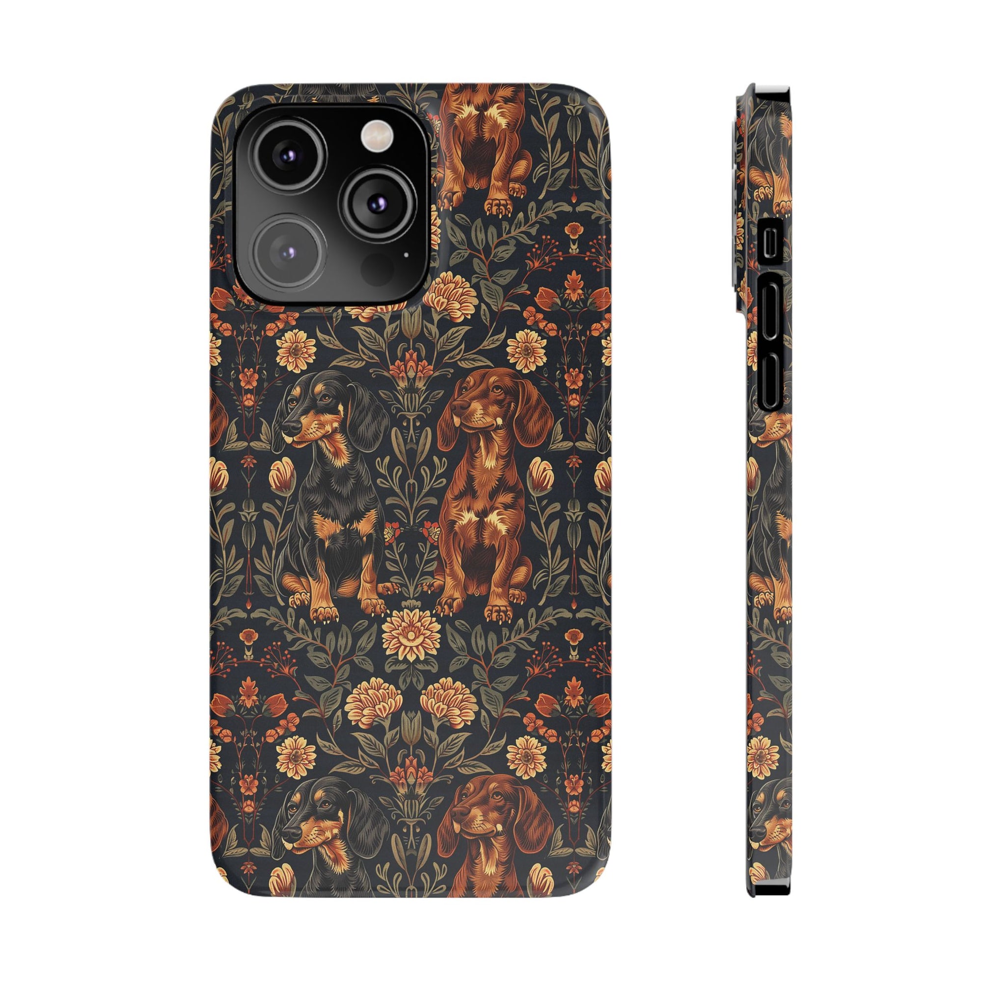 Dapper Dachshund Embroidery Elegance Slim Phone Cases