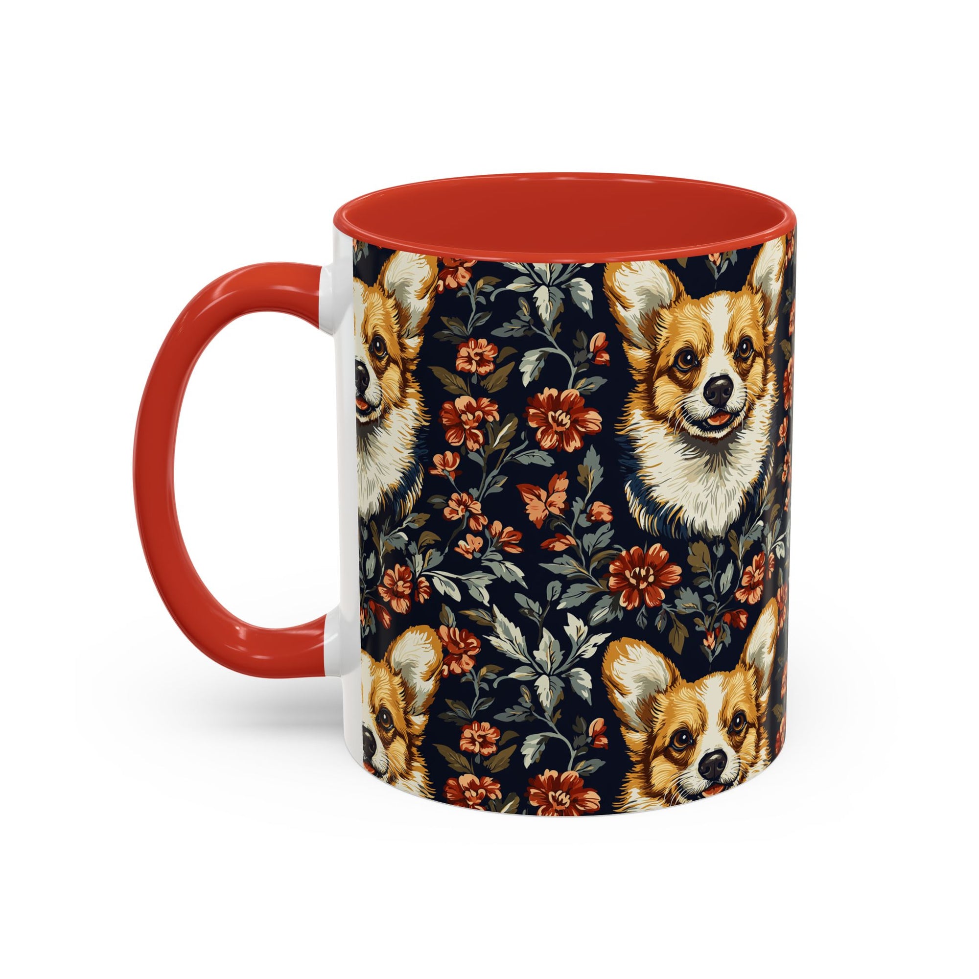 Floofy Corgi Blossom Blast Accent Coffee Mug