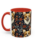 Floofy Corgi Blossom Blast Accent Coffee Mug