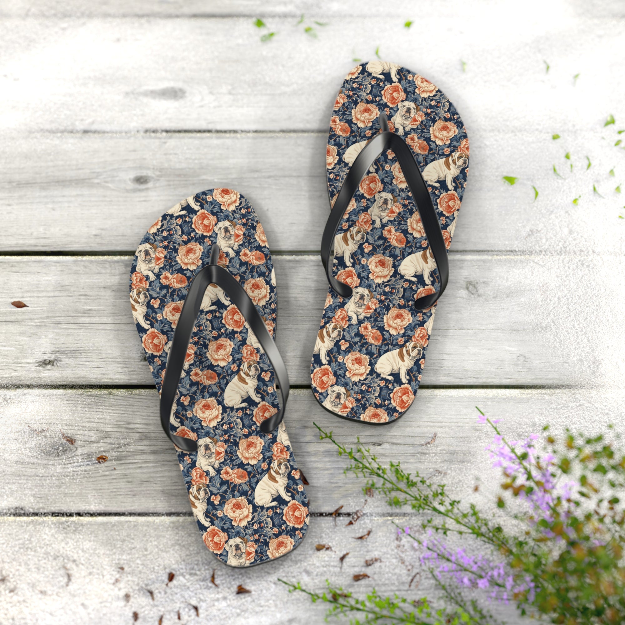 Blooming Bulldog Beauty Flip Flops