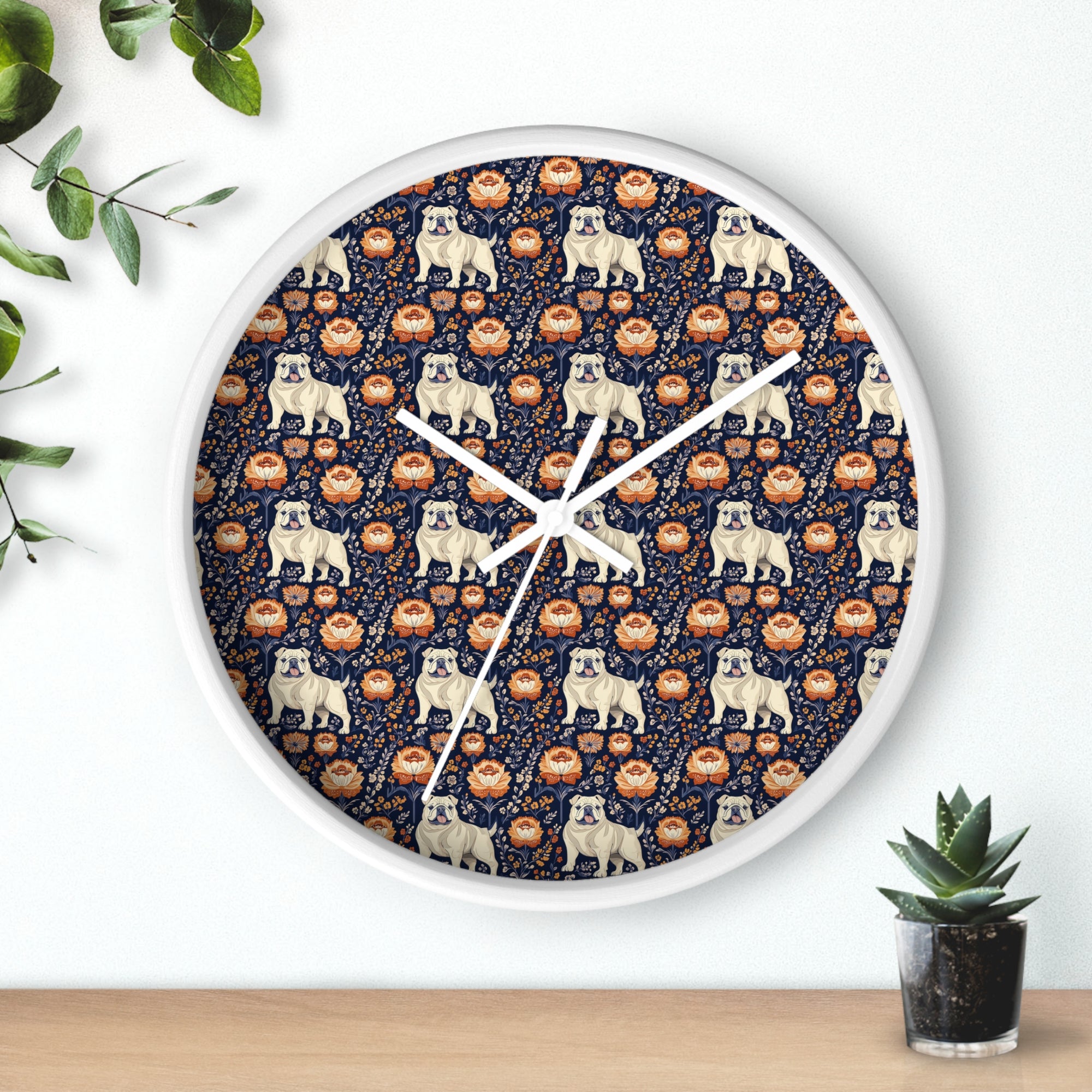 Bulldog Blossom Bonanza Wall Clock