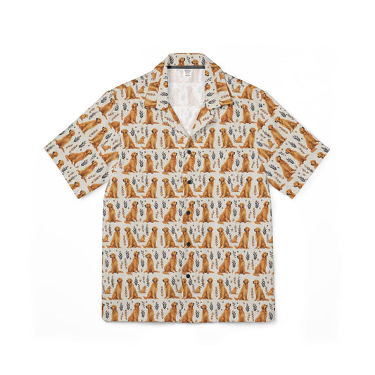 Golden Glamour Paws - Luxe Licks for Regal Retrievers Men's Hawaiian Camp Shirt