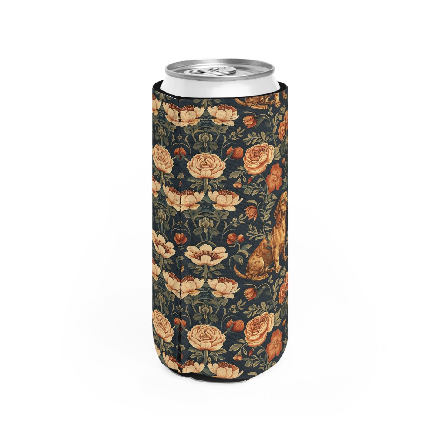 Dazzling Dachsund Blossoms & Foliage Slim Can Cooler