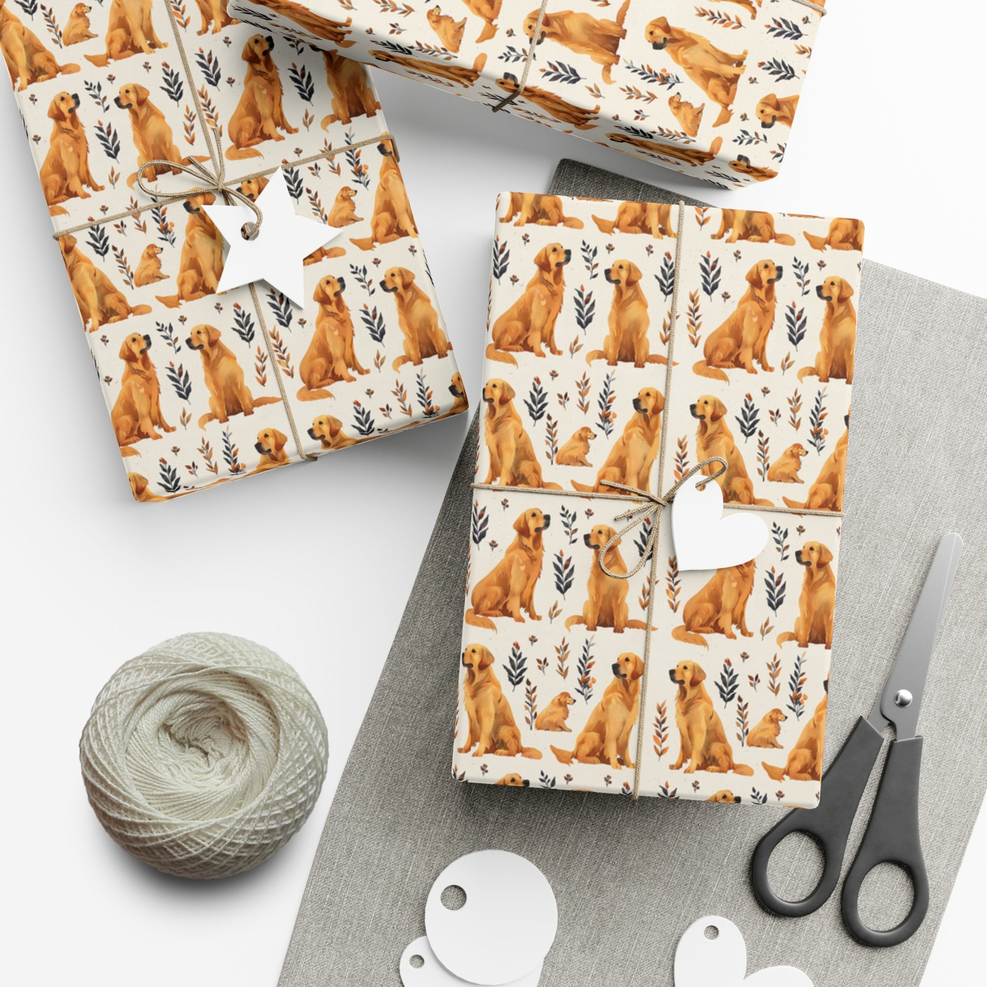 Golden Glamour Paws - Luxe Licks for Regal Retrievers Gift Wrap Papers
