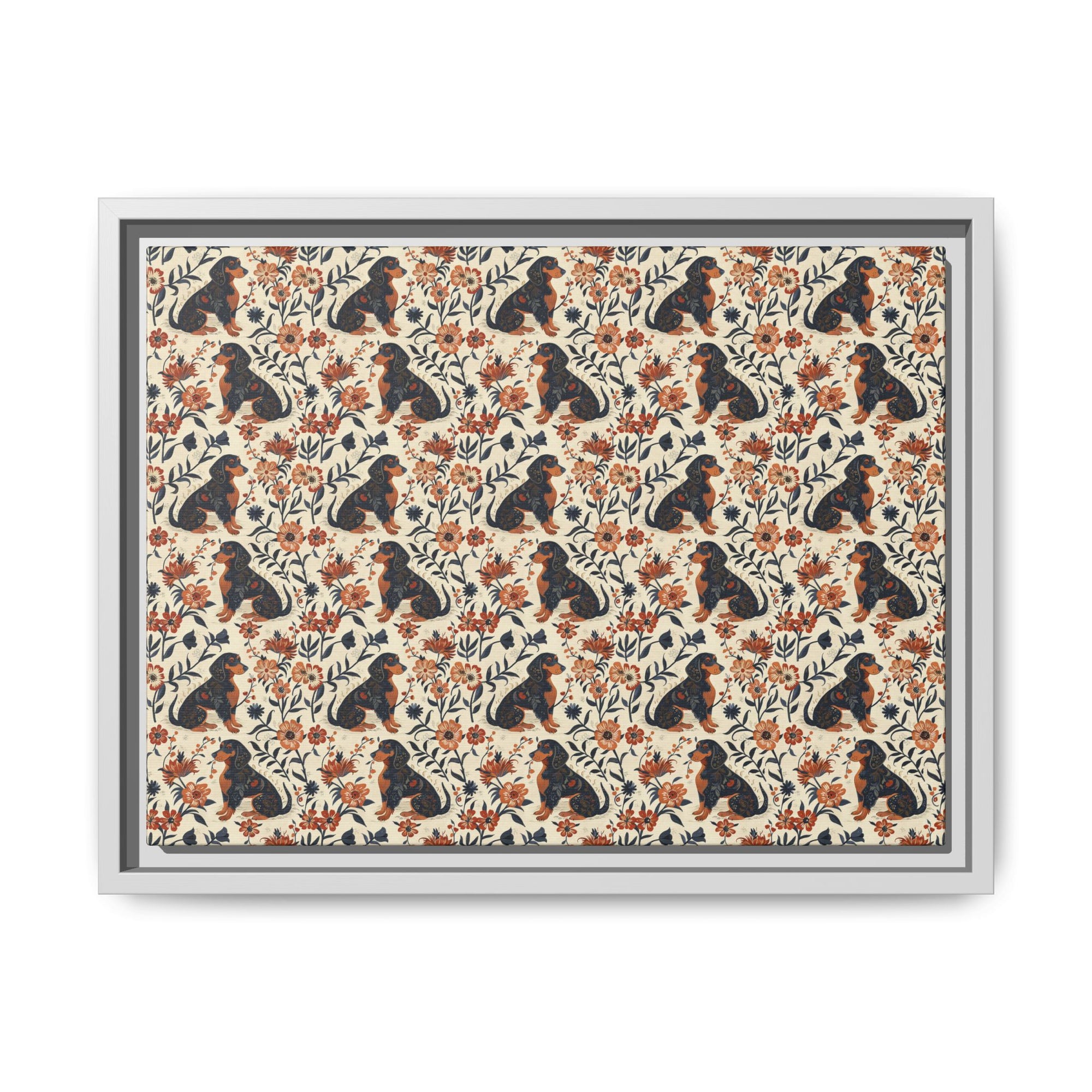 Blossoming Dachshunds Delight Matte Canvas, Framed