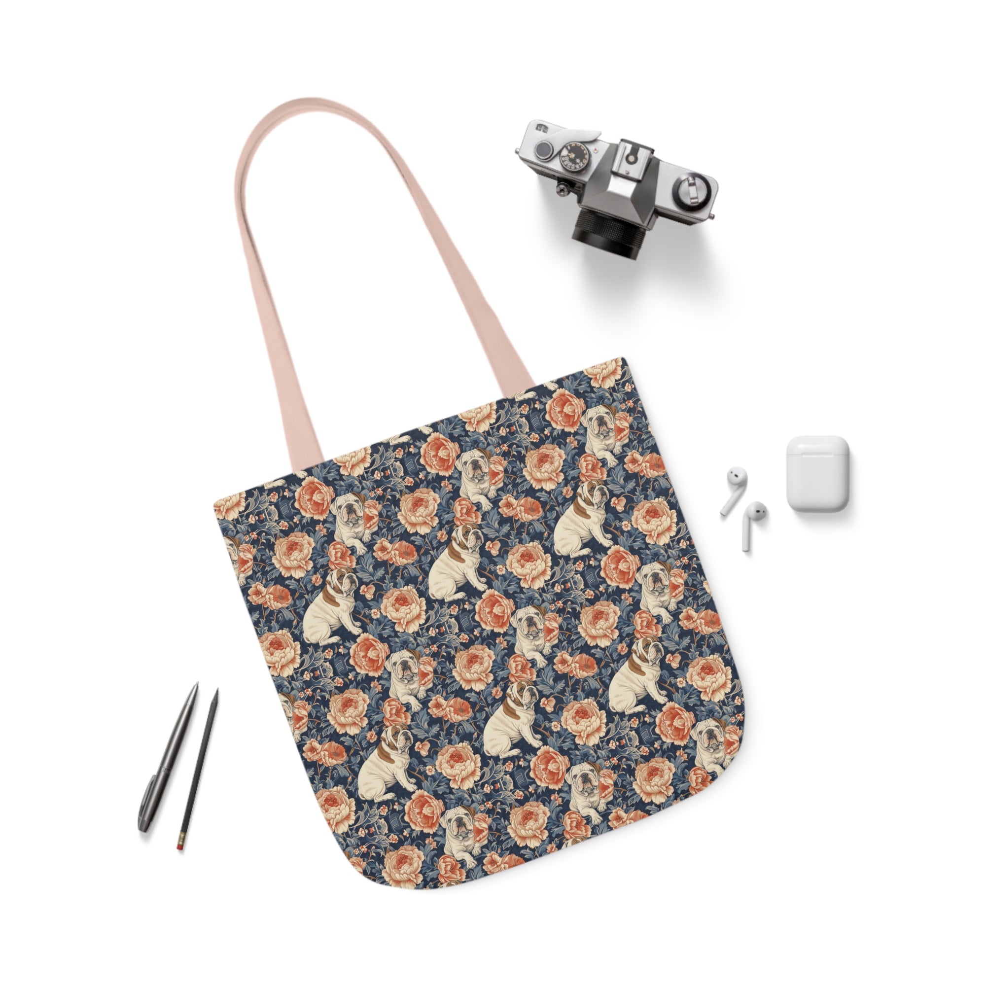 Blooming Bulldog Beauty Canvas Tote Bag