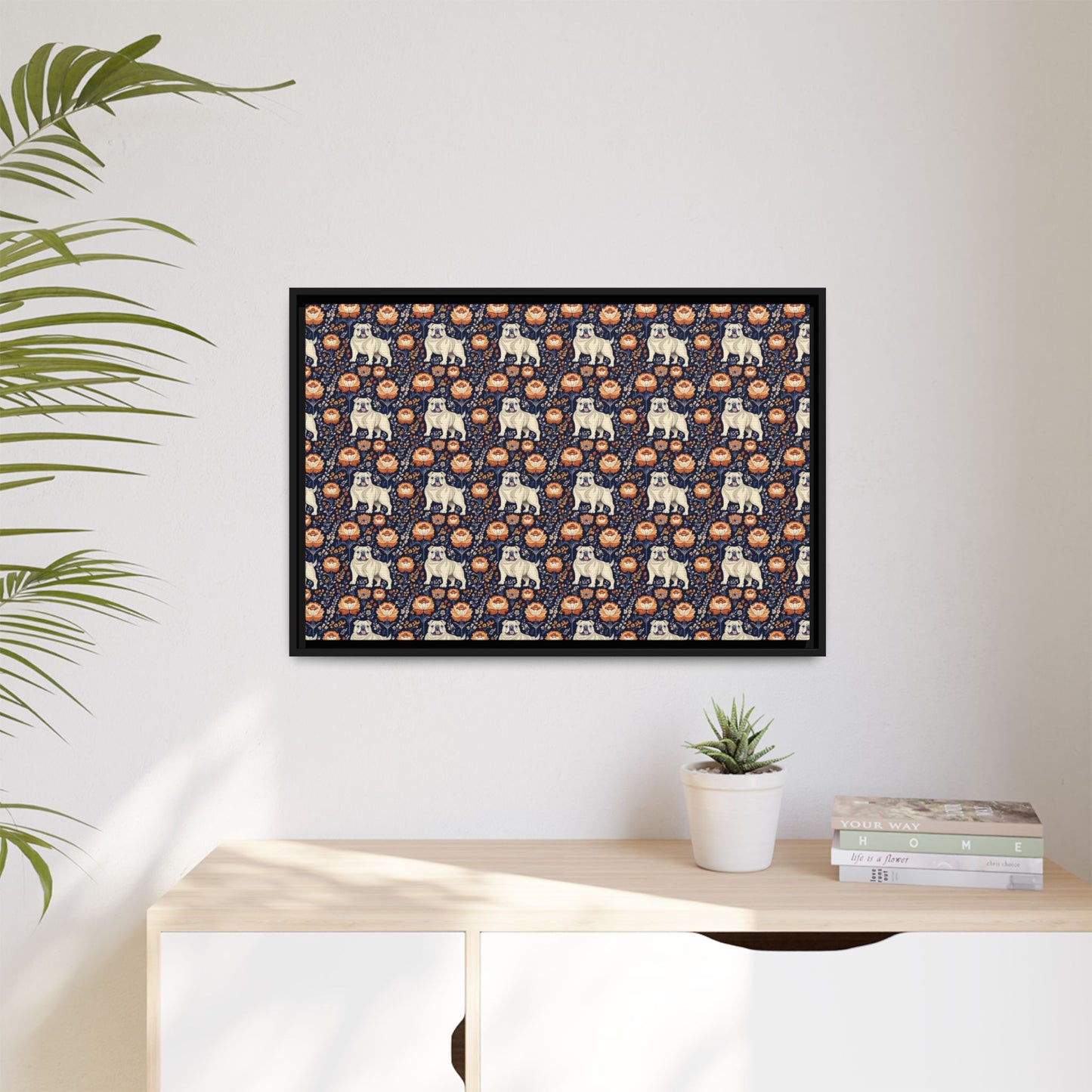 Bulldog Blossom Bonanza Matte Canvas, Framed