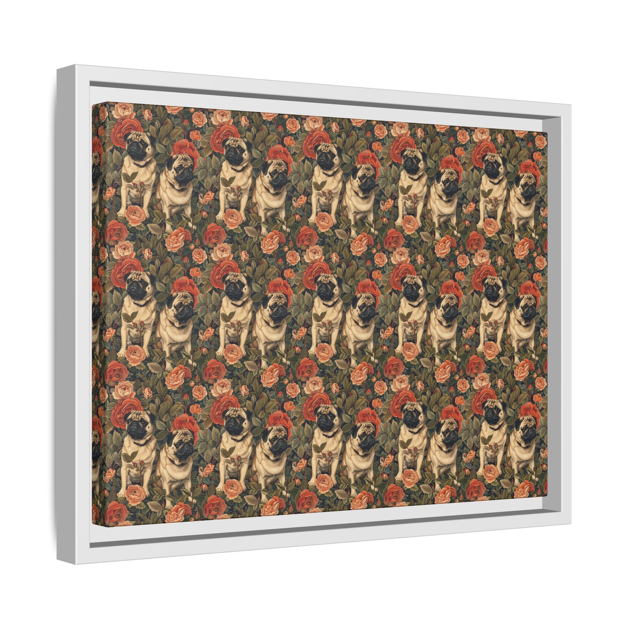 Blooming Pug Paradise Matte Canvas, Framed