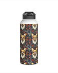 Floofy Corgi Blossom Blast Stainless Steel Water Bottle