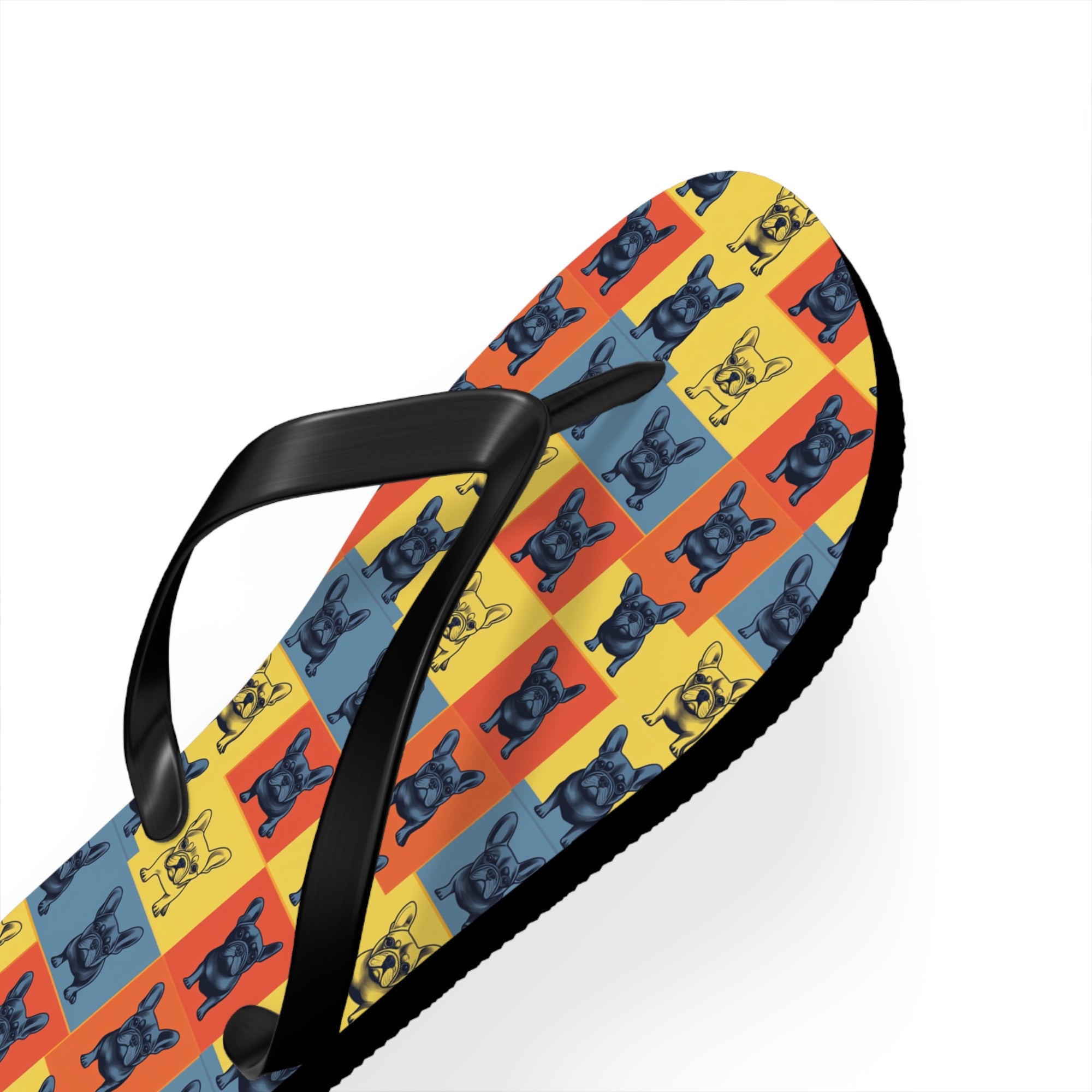 Frenchie Pop Art Pawfection Grid Flip Flops