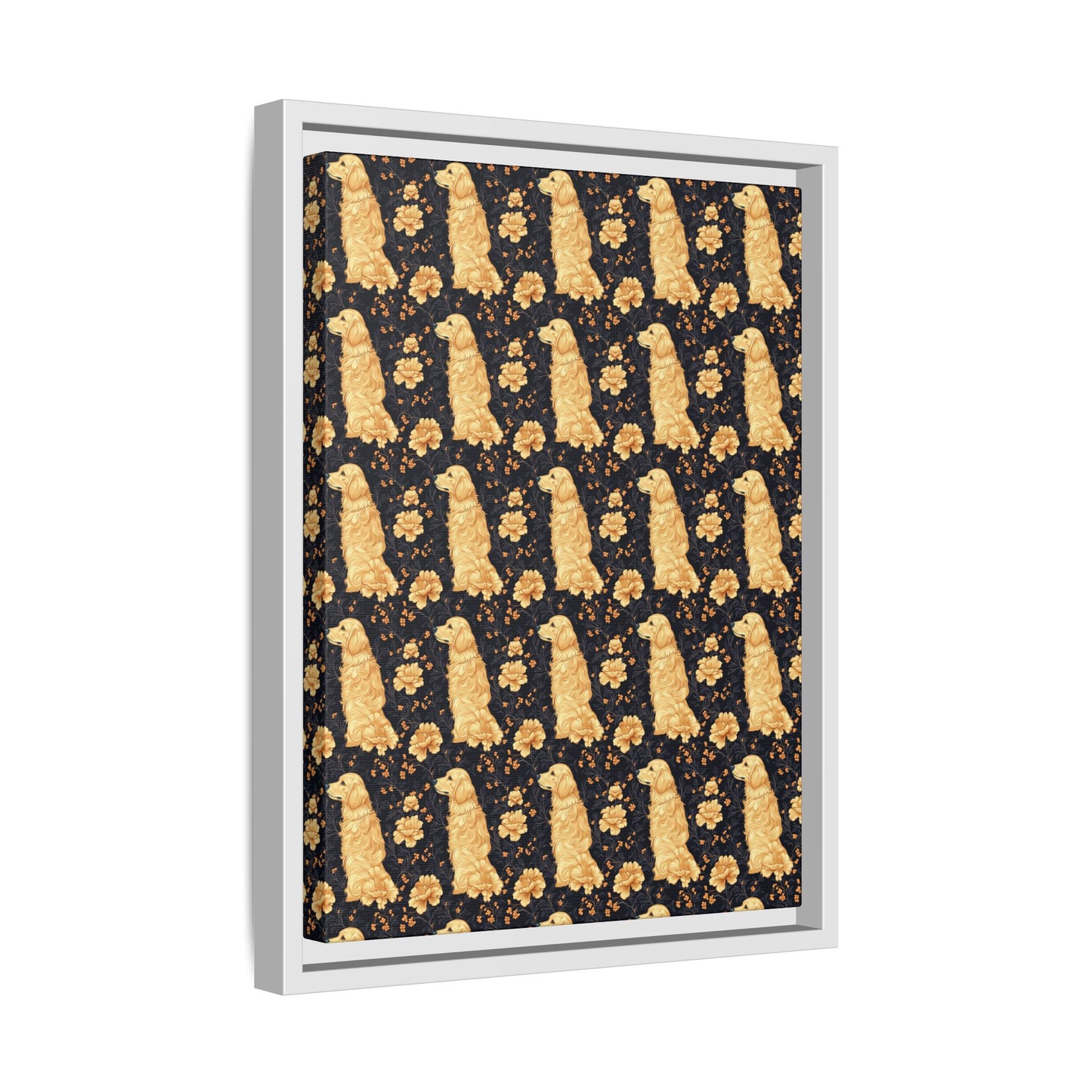 Golden Paws Floral Frenchie Matte Canvas, Framed