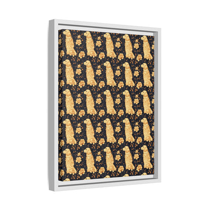 Golden Paws Floral Frenchie Matte Canvas, Framed