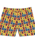 Frenchie Pop Art Pawfection Grid Men's Mid-Length Swim Shorts