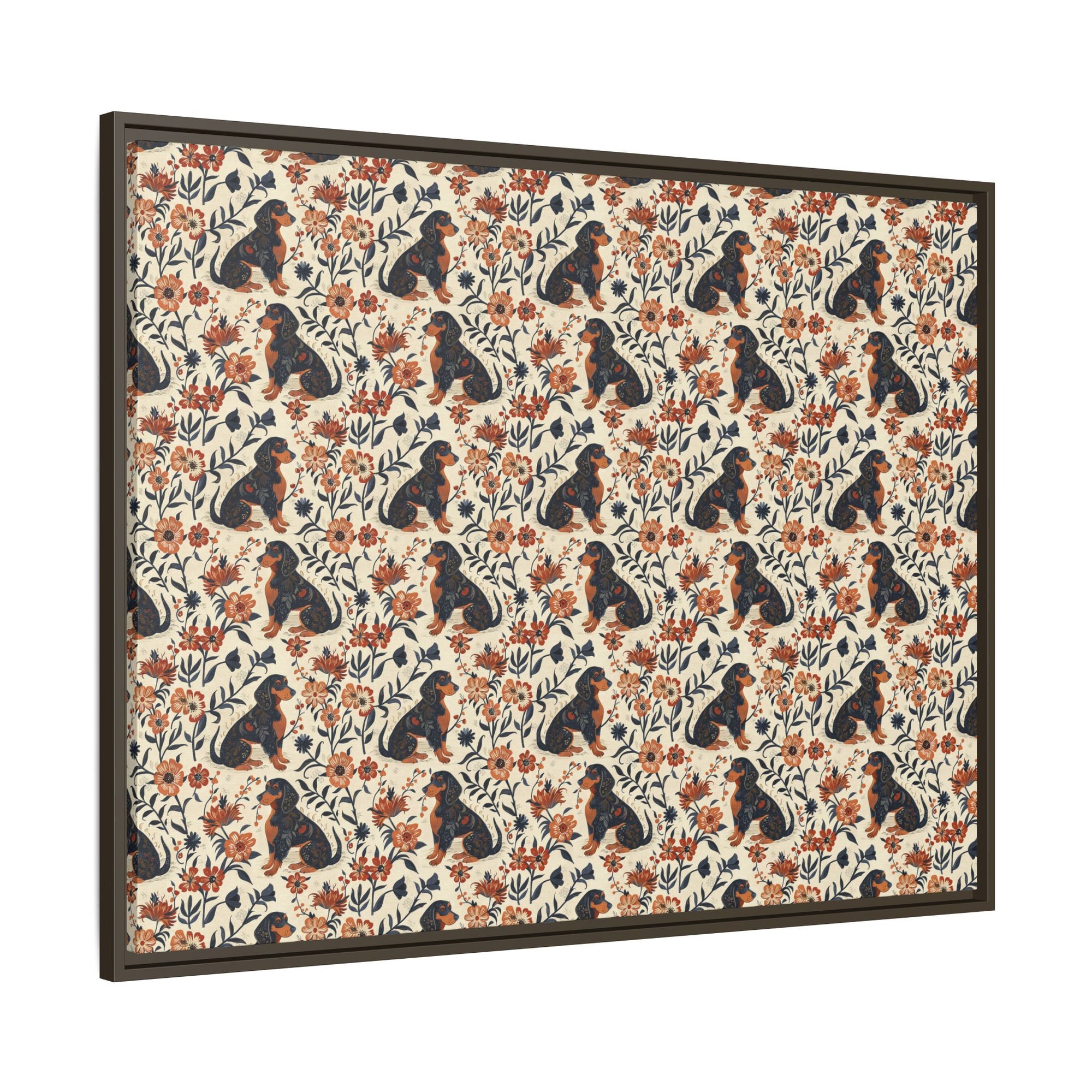 Blossoming Dachshunds Delight Matte Canvas, Framed