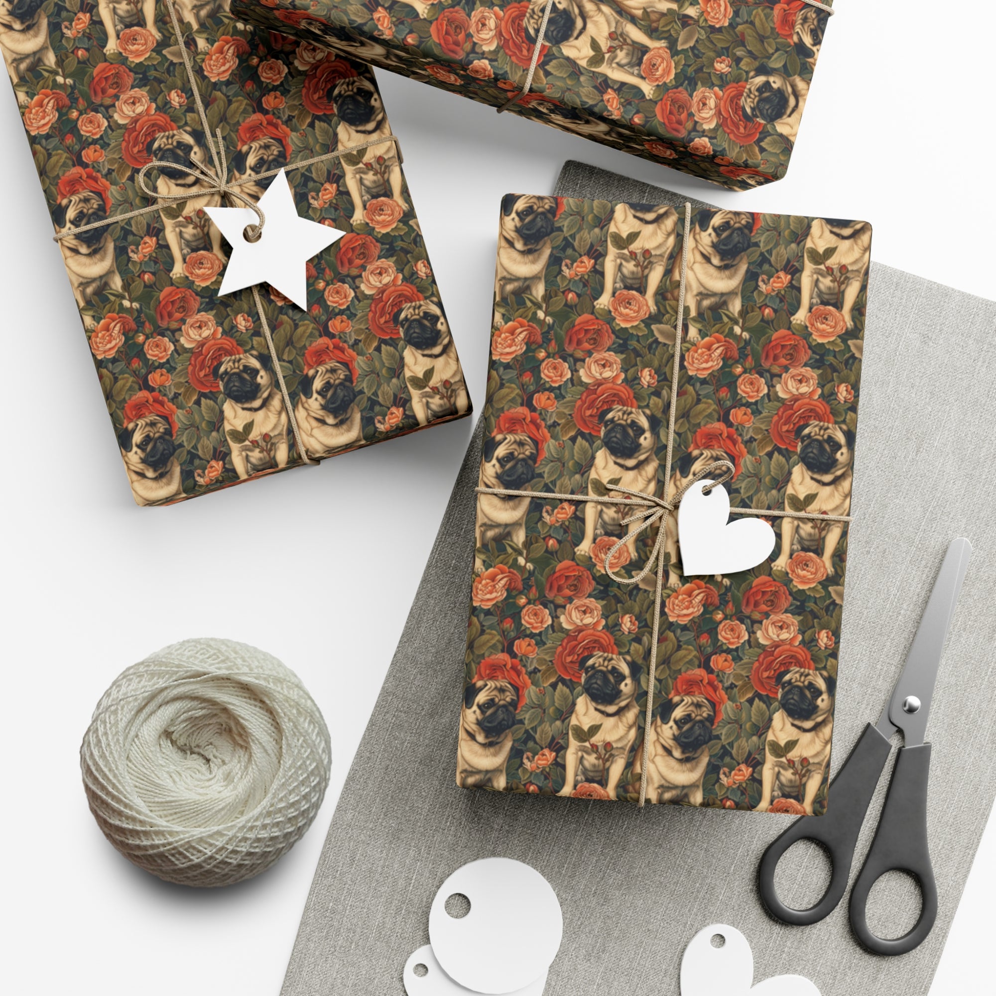 Blooming Pug Paradise Gift Wrap Papers