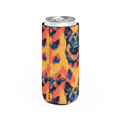 Impressionistic German Shepherds Slim Can Cooler