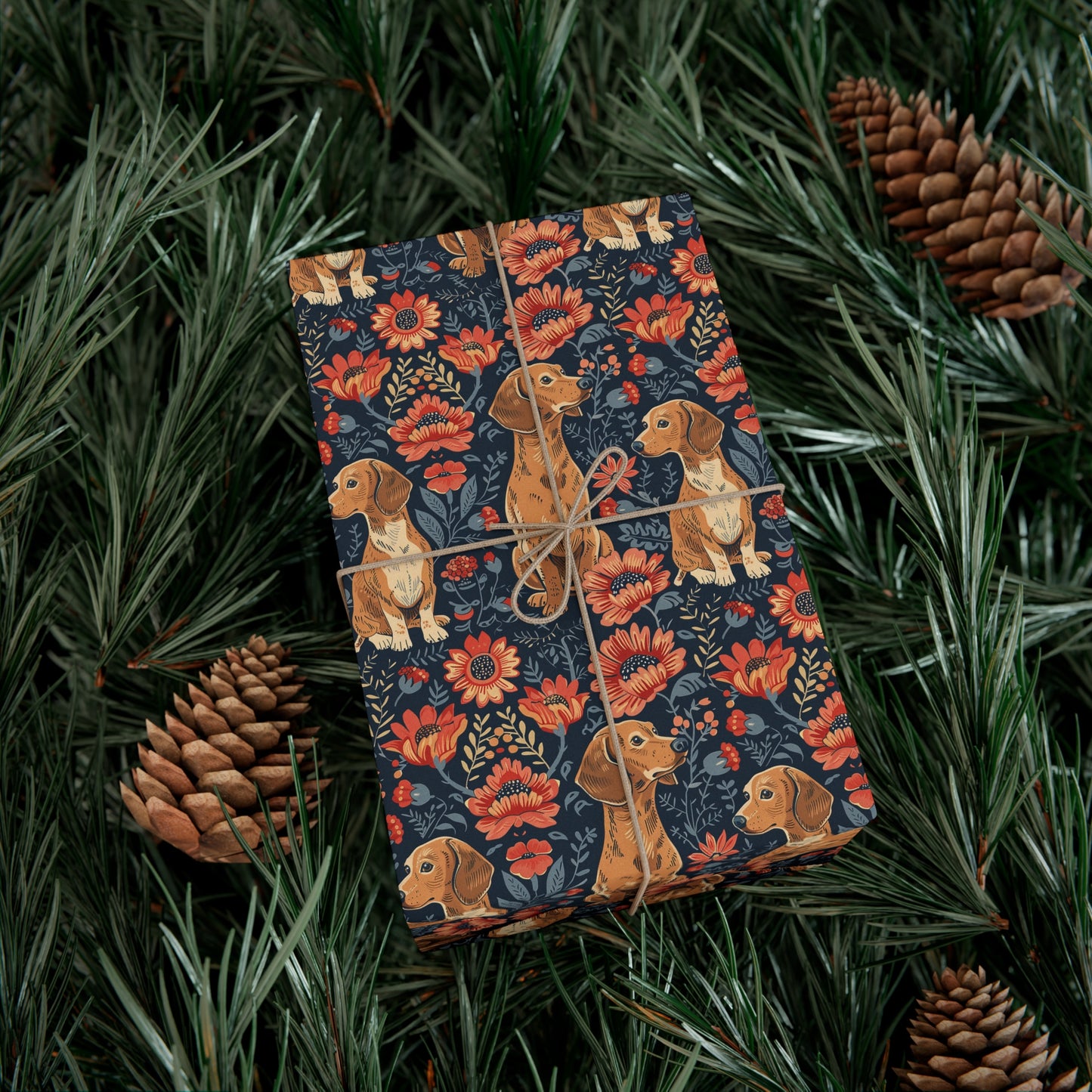 Floral Pawsome Dachsund Delight Gift Wrap Papers