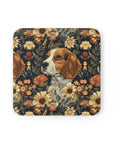 Beagle Blossoms Cork Back Coaster