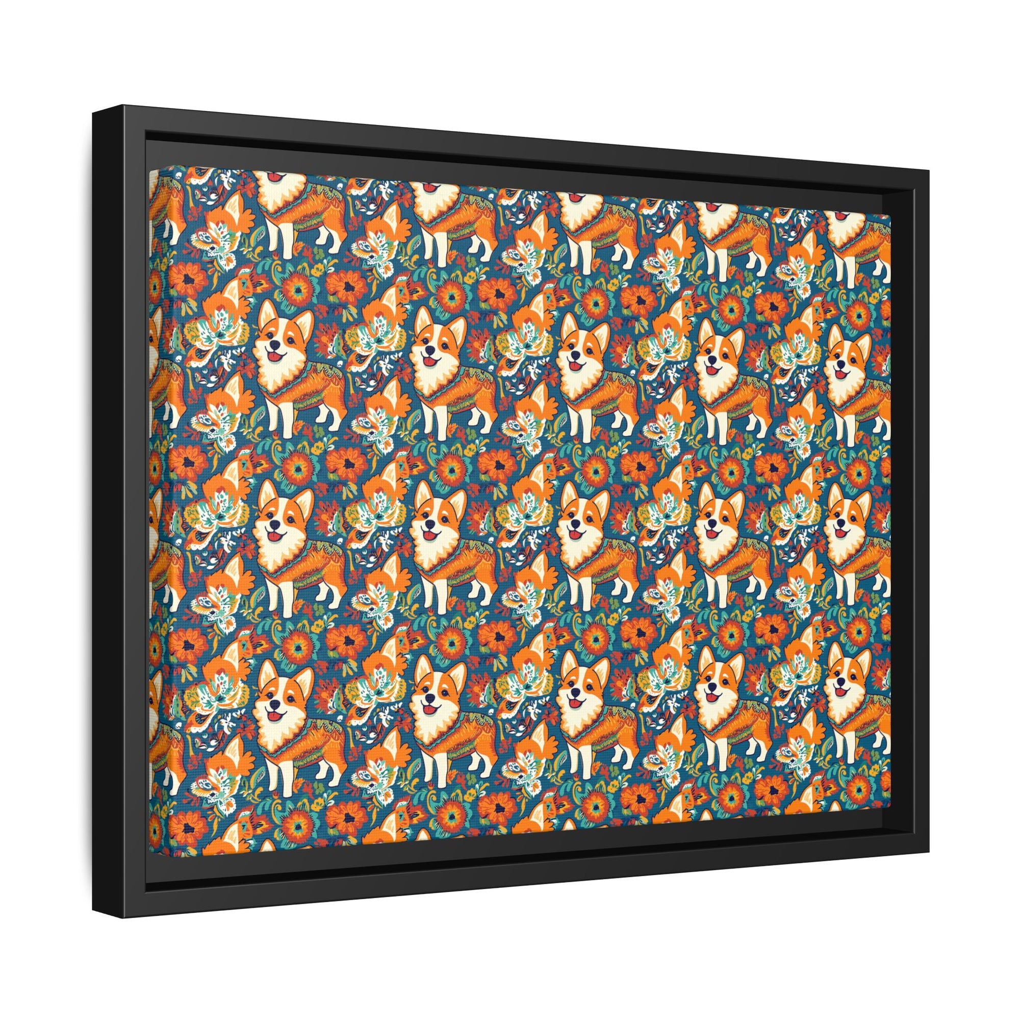 Corgi Carnival Couture Matte Canvas, Framed