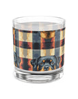 Pawsome Rottweiler Royalty Plaid Rocks Glass