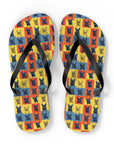 Frenchie Pop Art Pawfection Grid Flip Flops