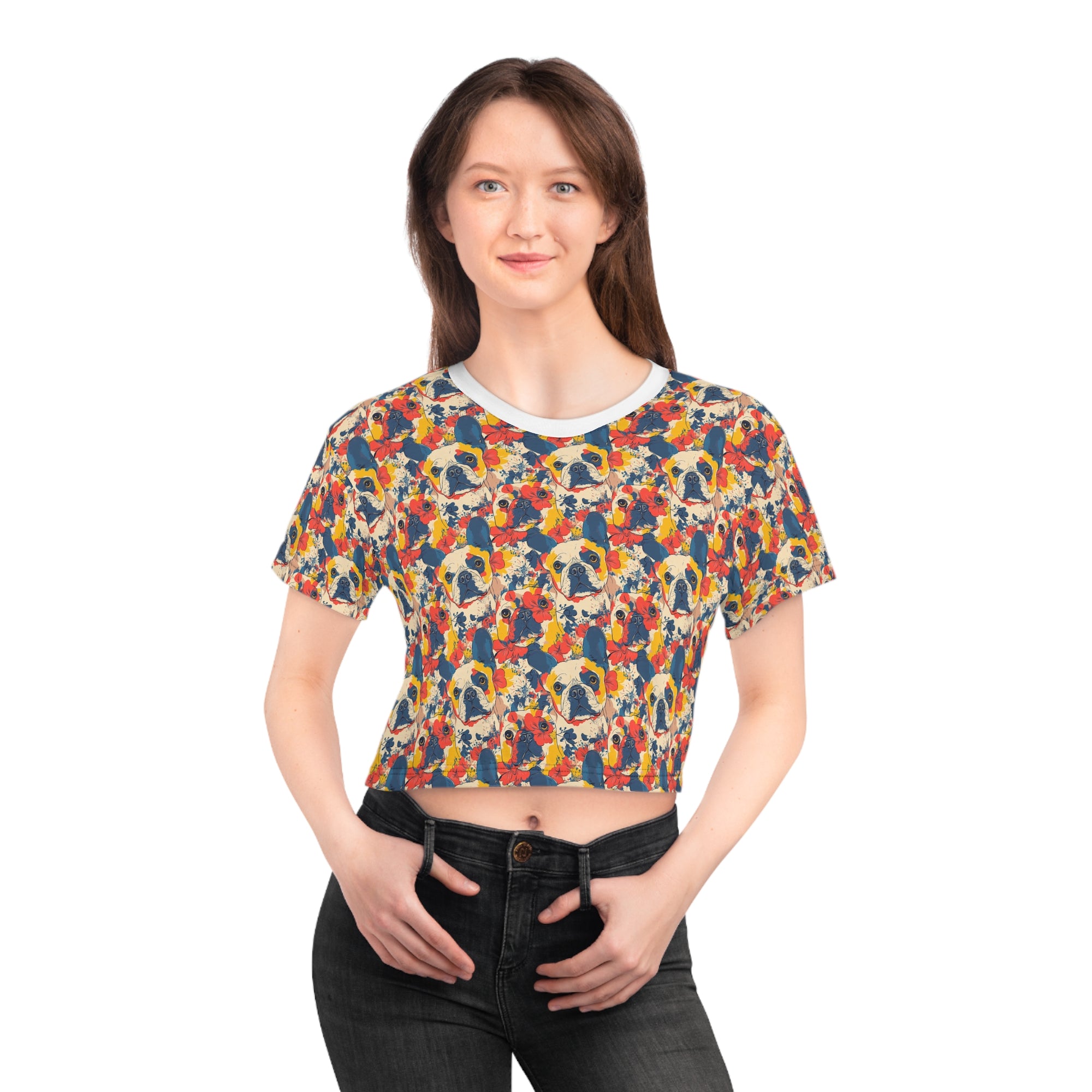 Bloom Pup Frenchietastic Splatter Crop Tee