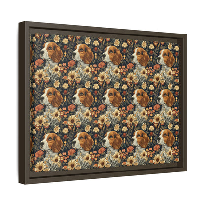 Beagle Blossoms Matte Canvas, Framed