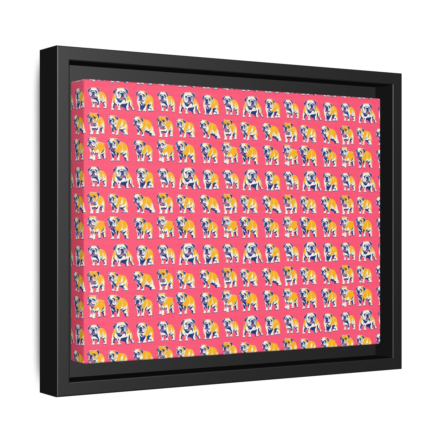 Bubblegum Glamour Bulldog Bouquet Matte Canvas, Framed