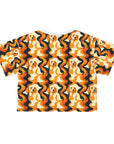 Golden Woof Abstract Glamour Crop Tee