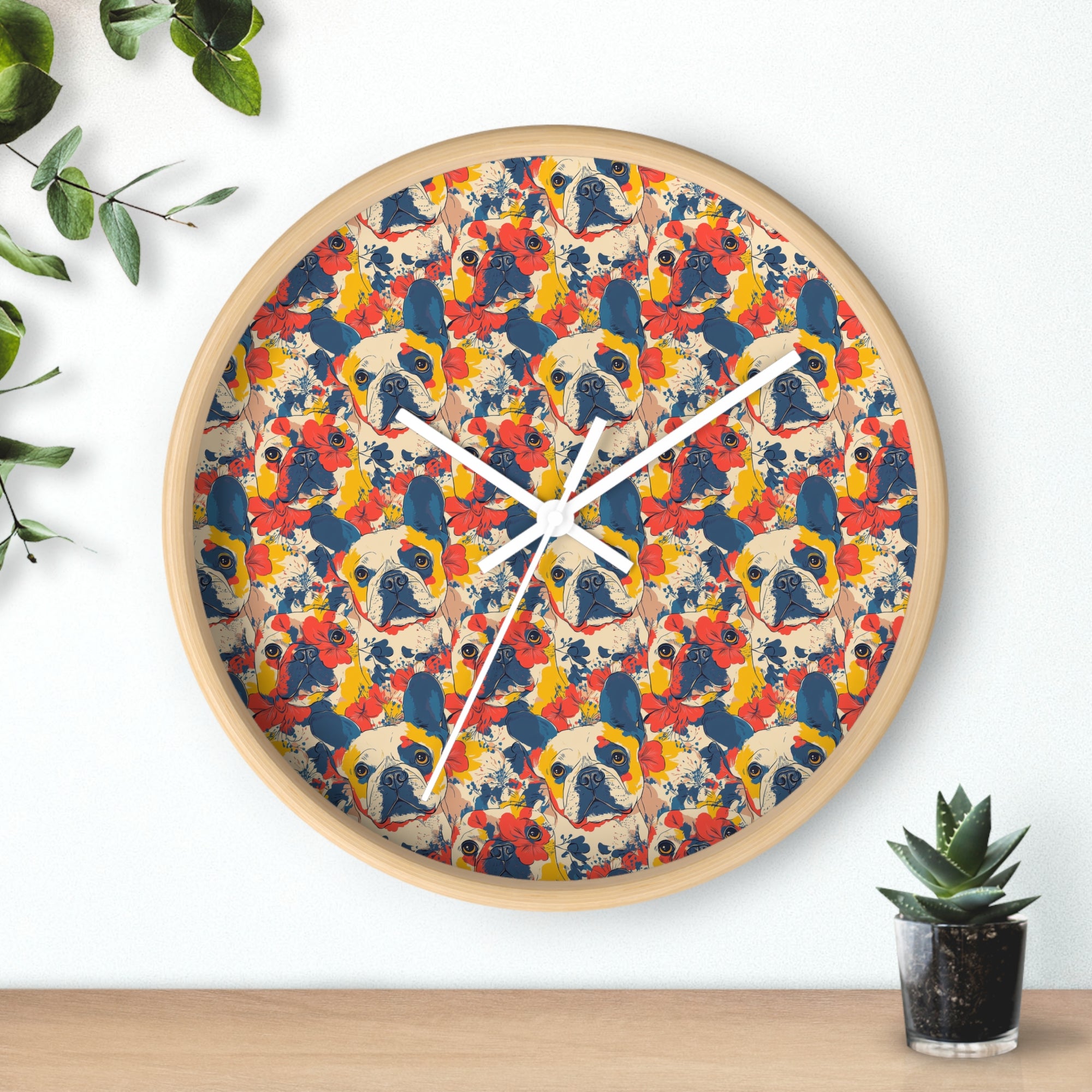 Bloom Pup Frenchietastic Splatter Wall Clock