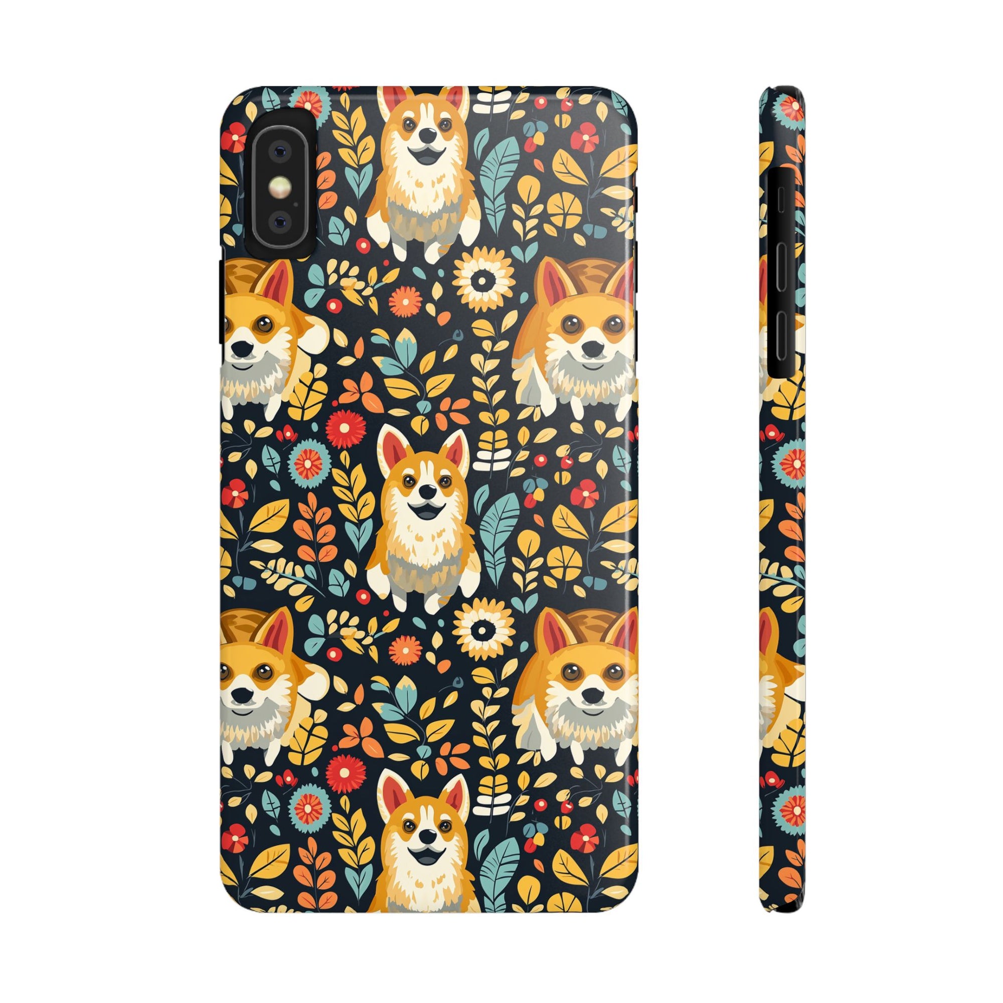 Corgi Rainbow Vine Dream Slim Phone Cases