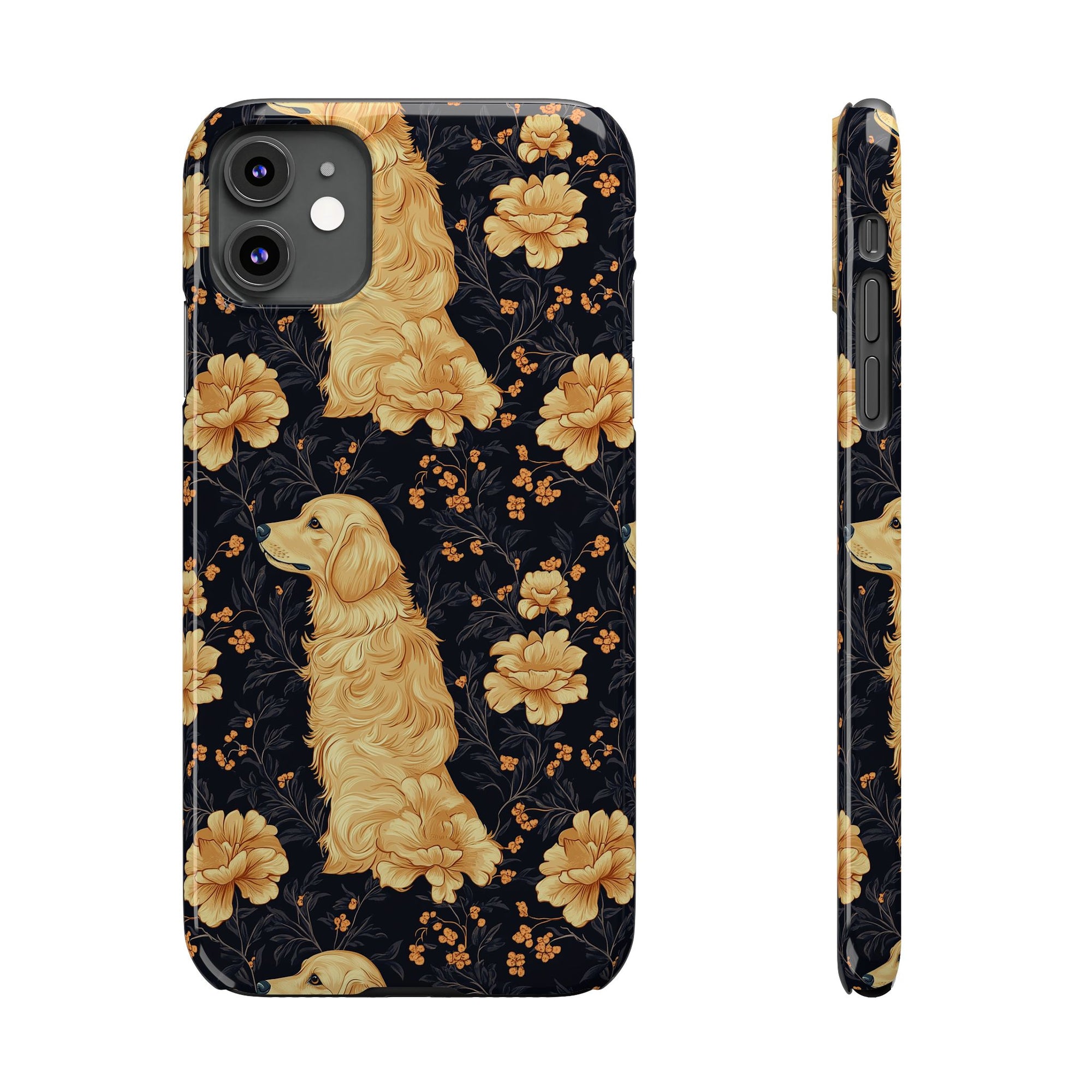 Golden Paws Floral Frenchie Slim Phone Cases