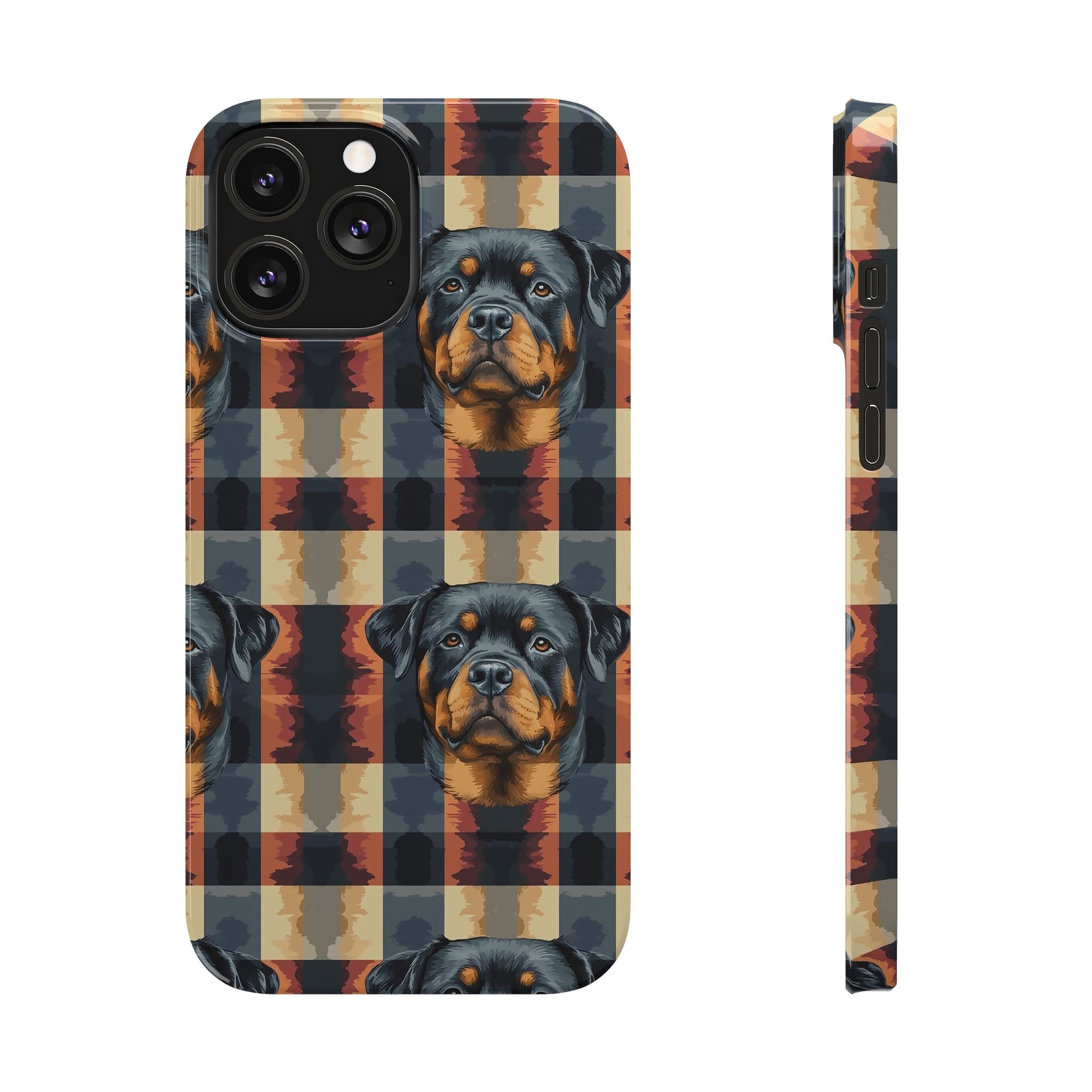 Pawsome Rottweiler Royalty Plaid Slim Phone Cases