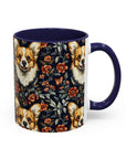 Floofy Corgi Blossom Blast Accent Coffee Mug