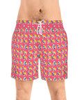 Bubblegum Glamour Bulldog Bouquet Men's Mid-Length Swim Shorts