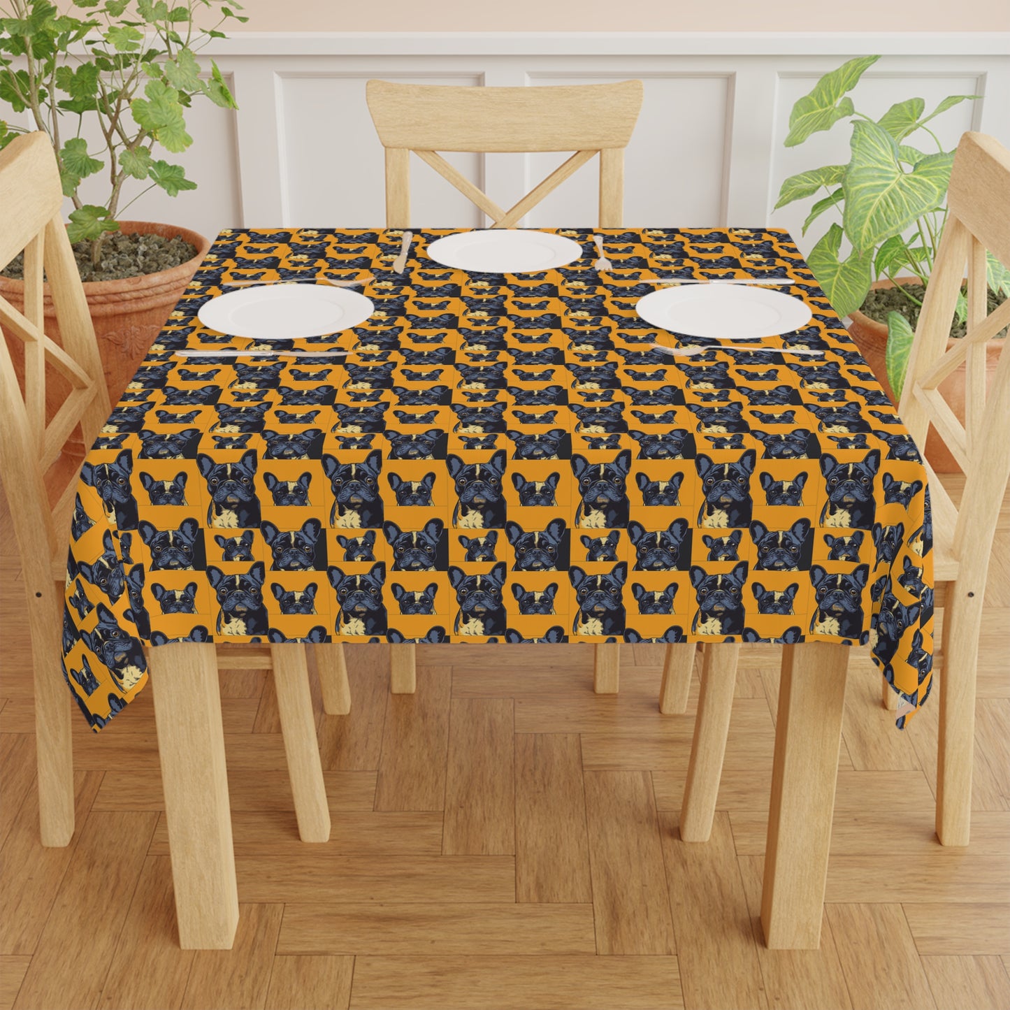 Frenchie Pawsitively Pawsome Peek-a-Boo Perfection Tablecloth