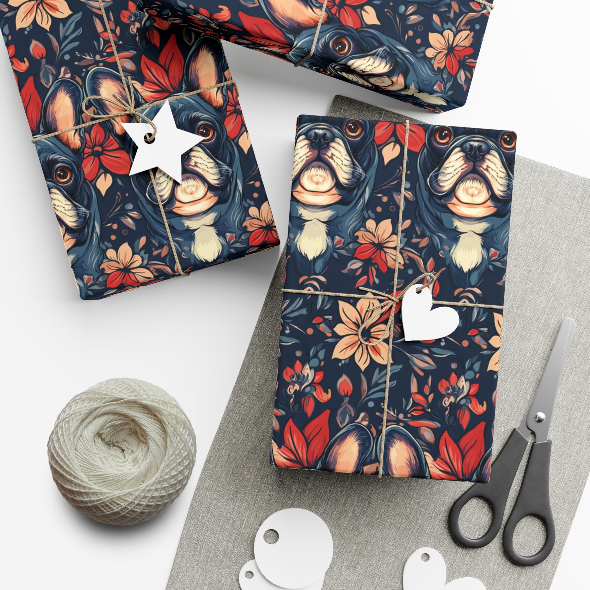 Gothic Rose Bulldog Noir Enchantment Gift Wrap Papers