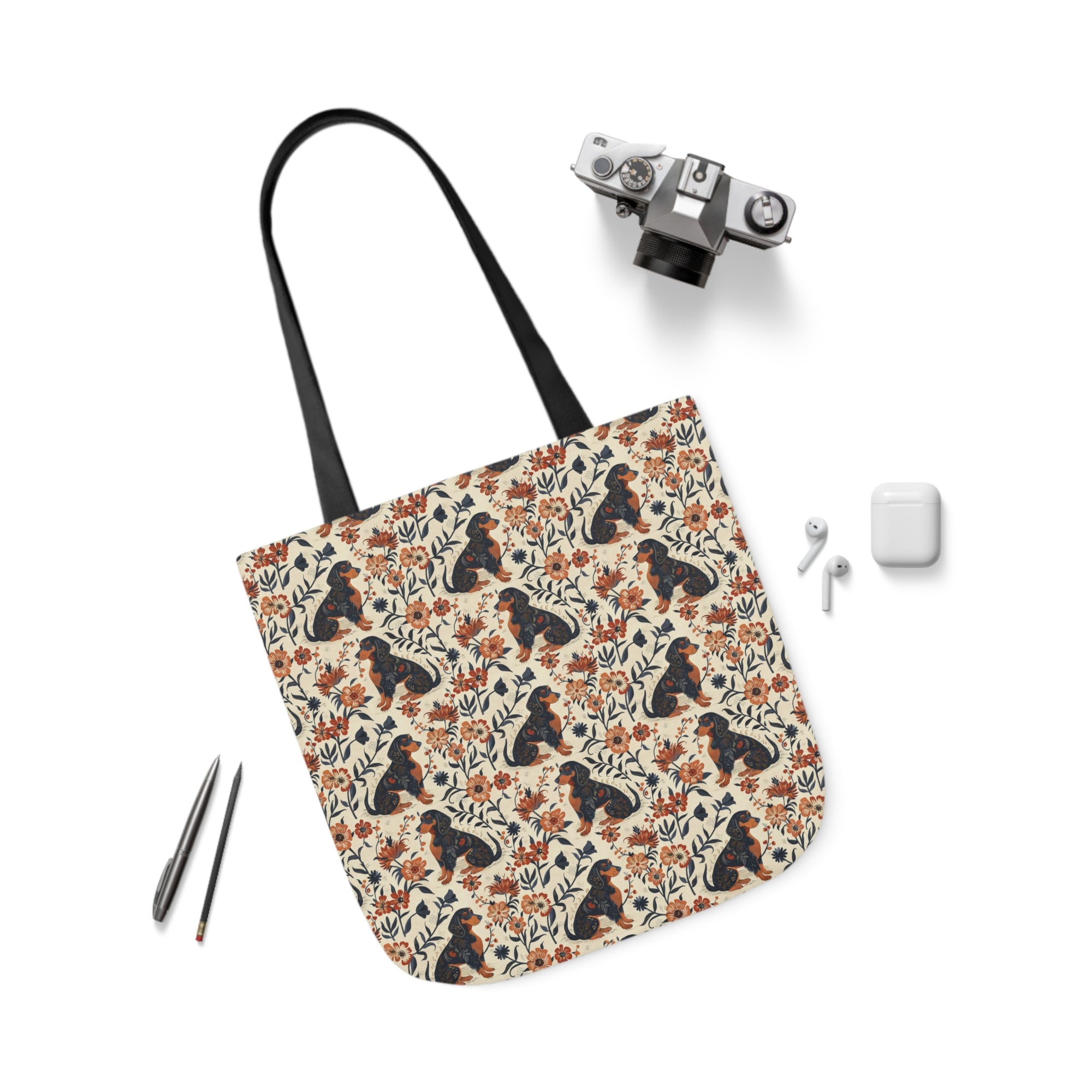 Blossoming Dachshunds Delight Canvas Tote Bag