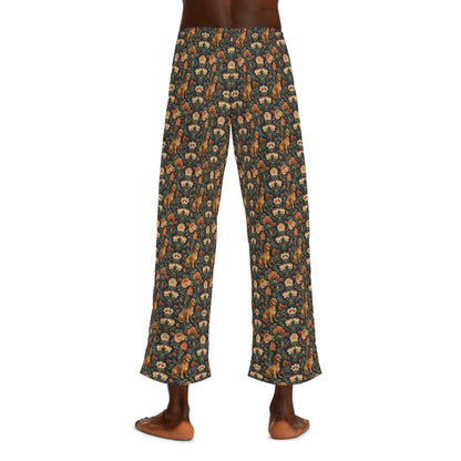 Dazzling Dachsund Blossoms & Foliage Men's Pajama Pants