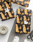 Golden Paws Floral Frenchie Wrapping Paper